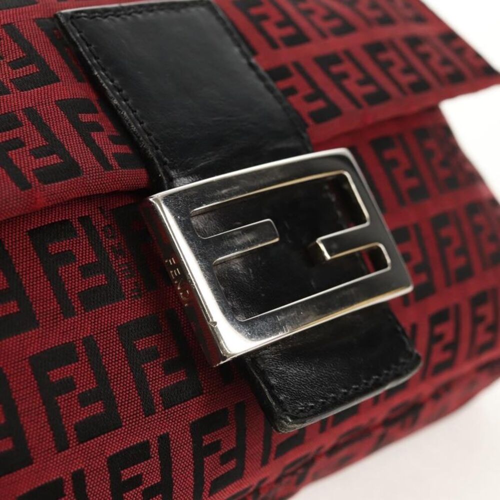 Fendi Baguette Zucchino Canvas Red Canvas Handbag - Picture 16 of 16